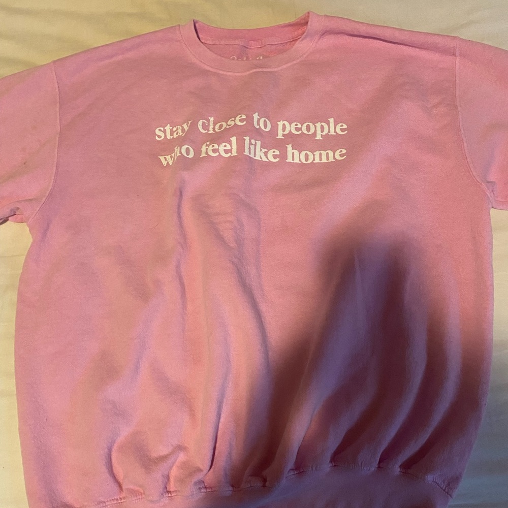 oversized pink crewneck